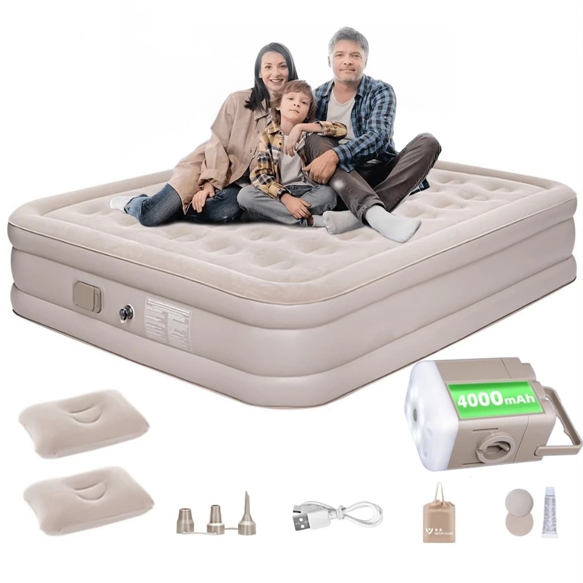 Colchao Inflavel Casal Bomba Eletrica Bateria Litio Integrada Camping JOYFOX