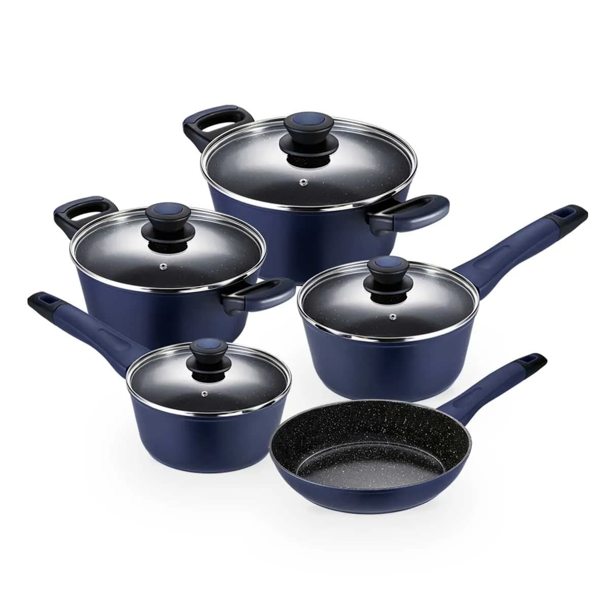 Jogo de Panelas Antiaderentes para Inducao 5 Pecas Everyday Azul Oxford